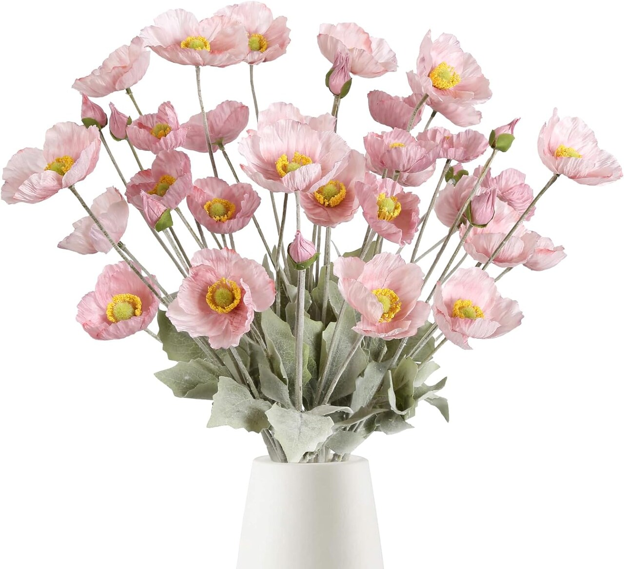 8PCS Artificial Champagne Poppy Flowers – Silk Fake Poppies for Wedding, Party, & Table Centerpiece Decor